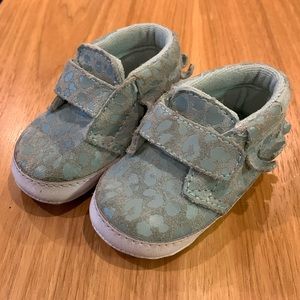 Blue cheetah print Vans moccasins